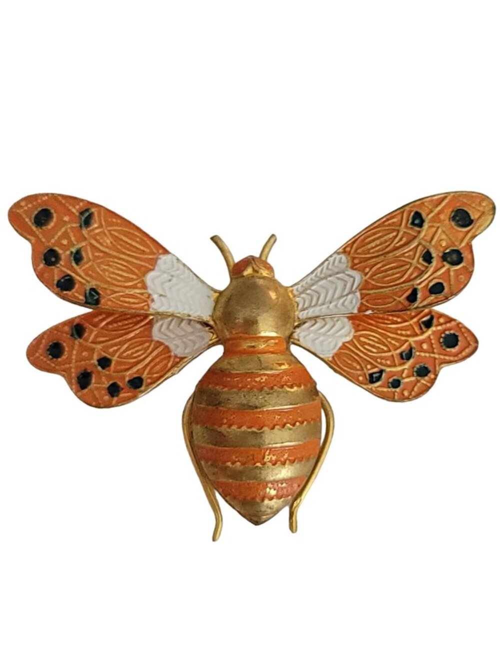 Spain Enamel Toledo Ware Metal Insect Moth Brooch K22